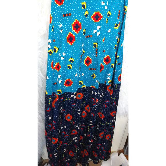 The Red Eye Spaghetti Strap Halter Colorful Patchwork Maxi Sundress Size 5 - Picture 7 of 12
